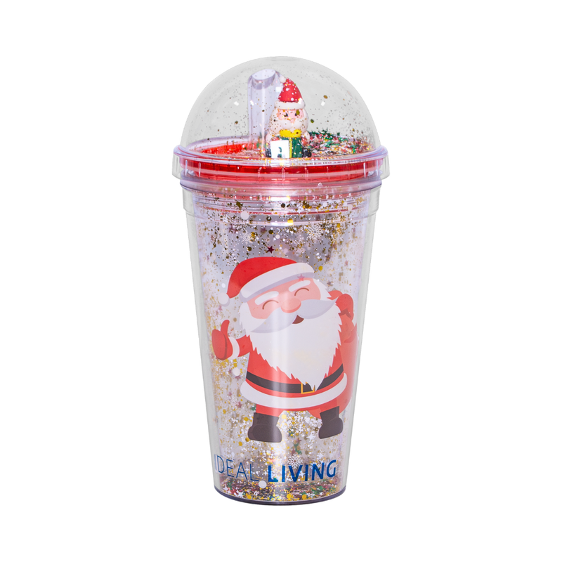 Ideal Living Christmas Tumbler With Straw Assorted Color