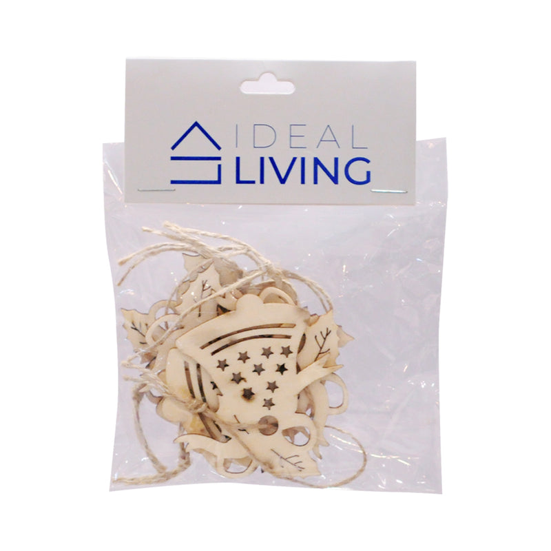 Ideal Living Christmas Wooden Ornaments Bell 6 in 1