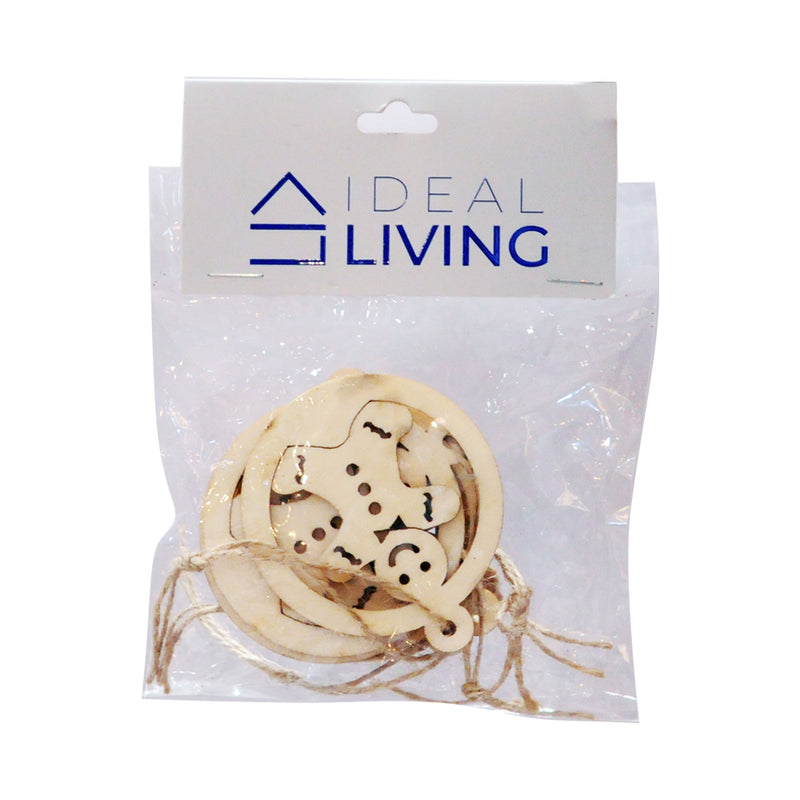 Ideal Living Christmas Wooden Ornaments Gingerbread 6 in 1