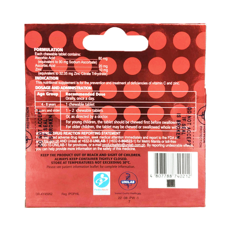 Ceelin Plus With Zinc Chewables 100mg/10mg Tablet 10's
