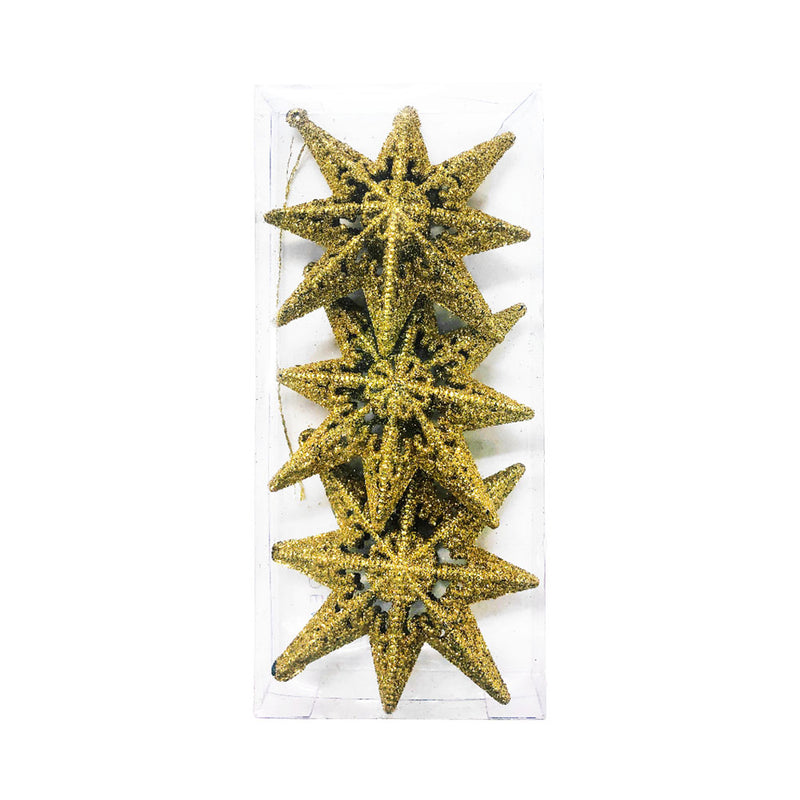 Ideal Living Glitter Star Christmas Ornaments 3's