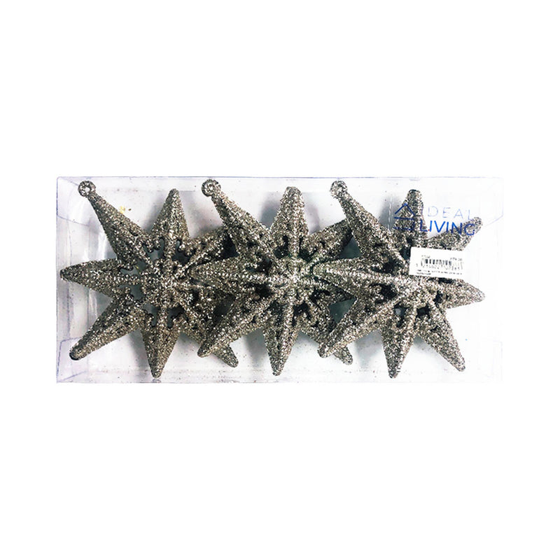 Ideal Living Glitter Star Christmas Ornaments 3's