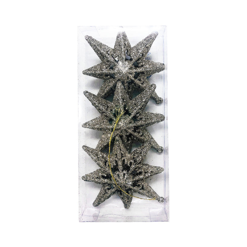 Ideal Living Glitter Star Christmas Ornaments 3's