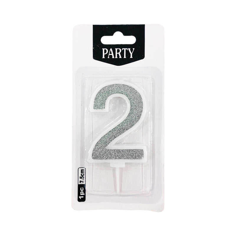Number Candles Silver 7.5cm
