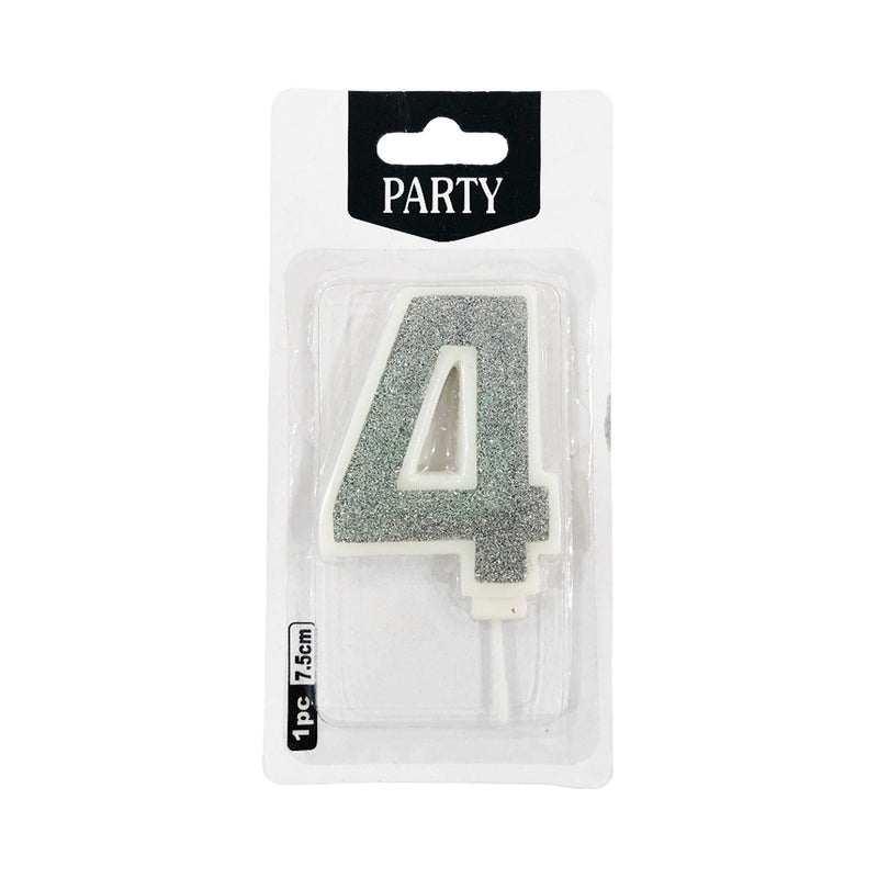 Number Candles Silver 7.5cm