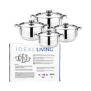 Ideal Living 4pc Stainless Steel Casserole Set
