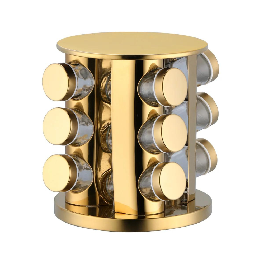 Rotating Spice Jar With Rack Gold 12's