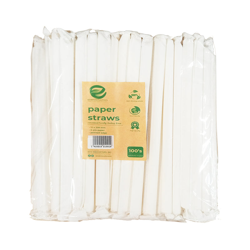 Eco Paper Straw 12mm x 210mm 100's