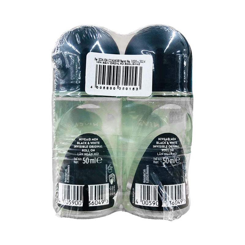 Nivea Invisible Black And White Roll On Power 50ml x 2's