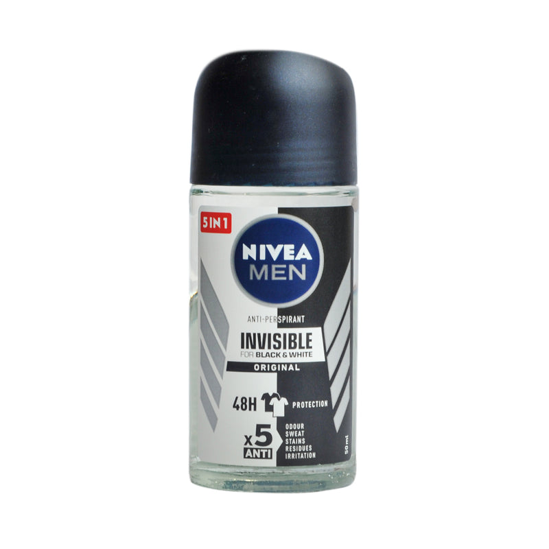 Nivea For Men Invisible Black And White Original Deodorant Roll On 50ml