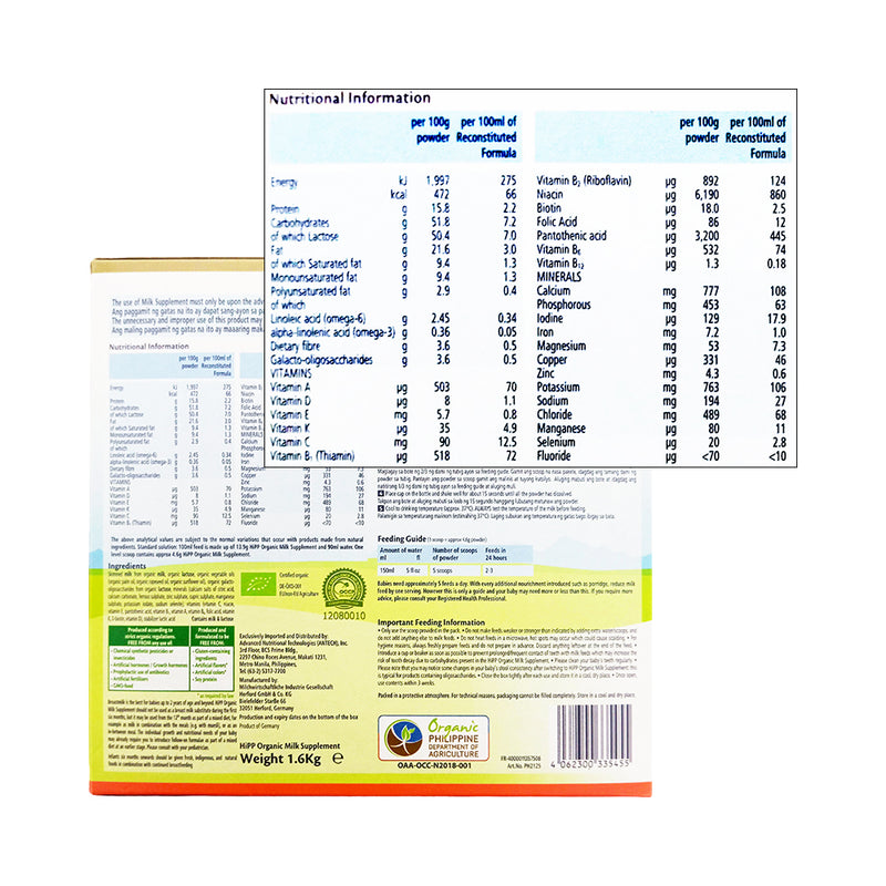Hipp Organic Milk Supplement 1-3 Years BIB