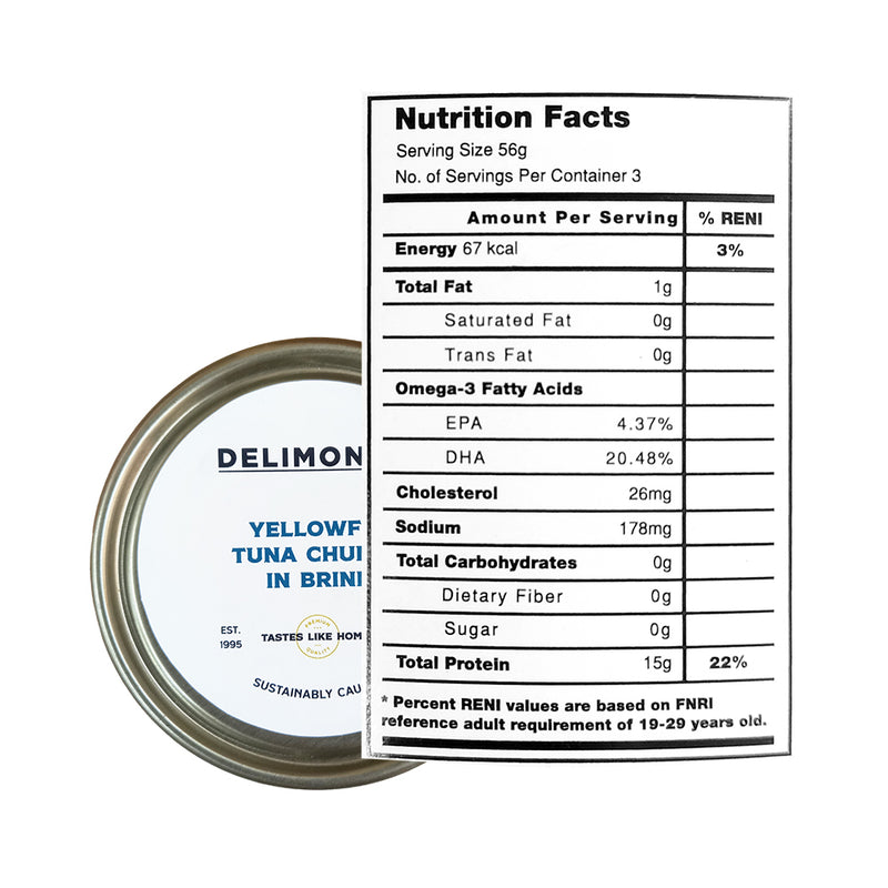 Delimondo Yellow Fin Tuna Chunks In Brine 185g