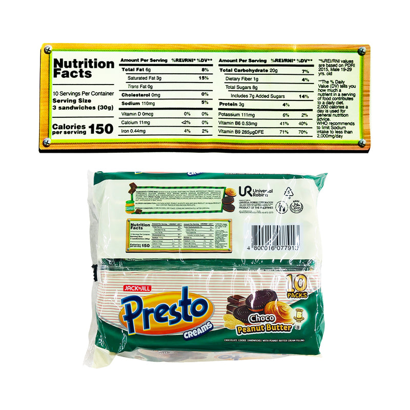 Jack 'n Jill Presto Creams Choco Peanut Butter Cookies 30g x 10's
