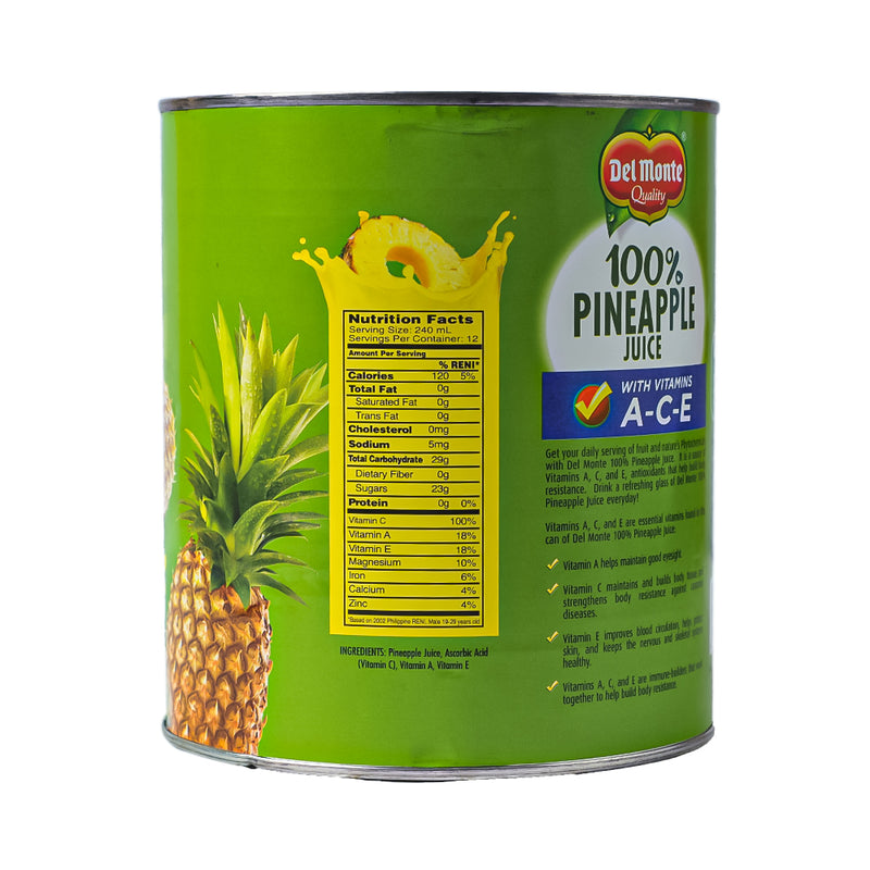 Del Monte 100% Unsweetened Pineapple Juice With Vit Ace 2.90L