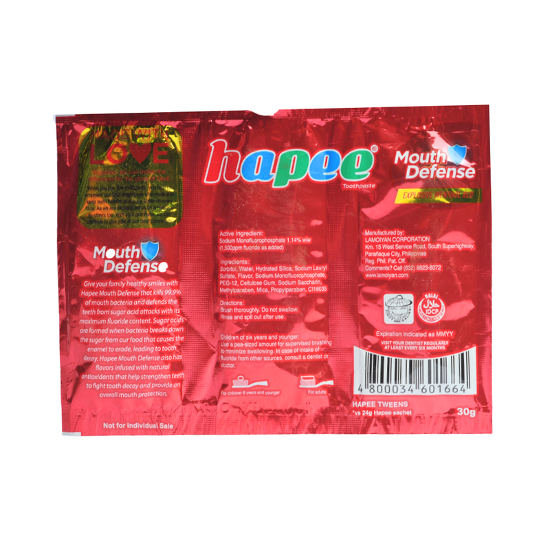 Hapee Toothpaste Explosive Menthol Red Tween 30g