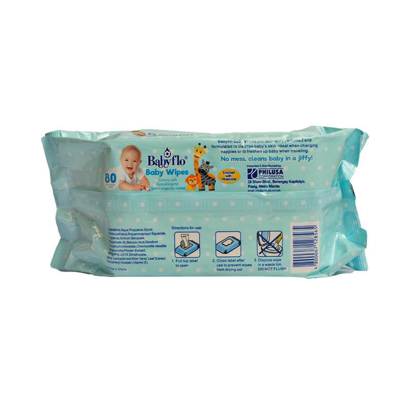 Babyflo Baby Wipes Regular With Lid 80 Sheets