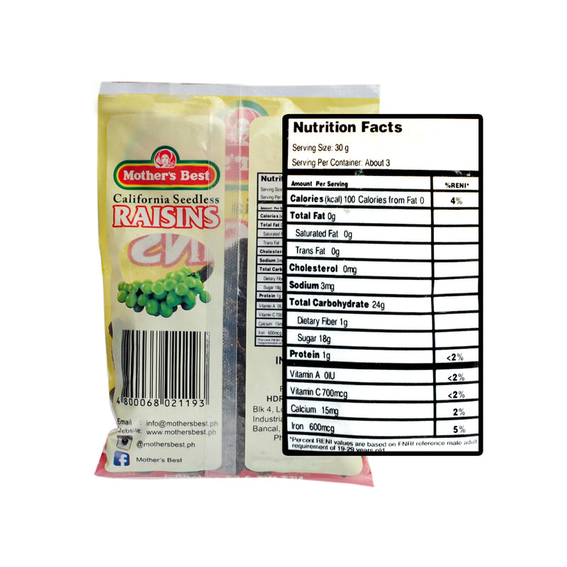 Mother's Best California Seedless Raisins 100g