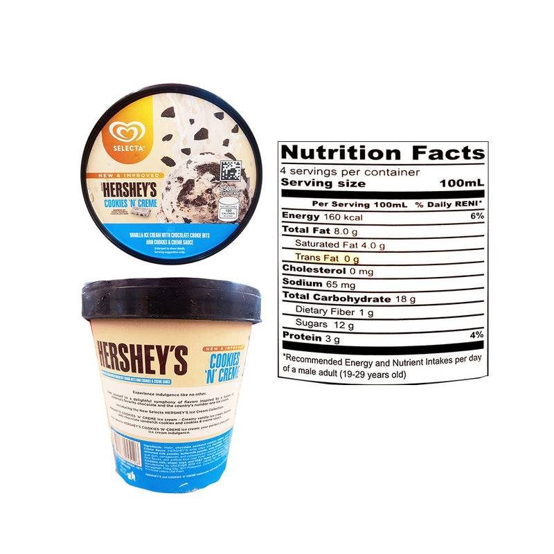 Selecta Ice Cream Hershey's Cookies And Creme 475ml