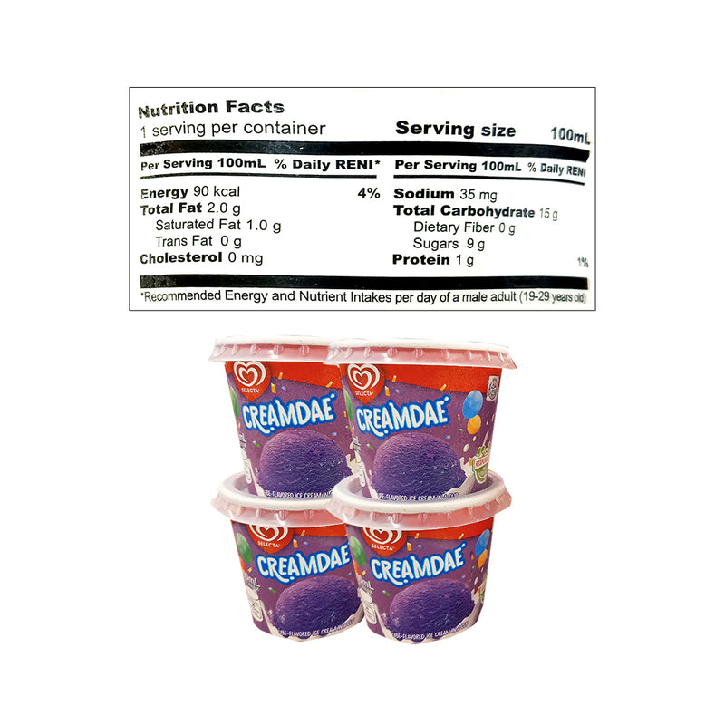 Selecta Cups Ube Creamdae 100ml x 4's