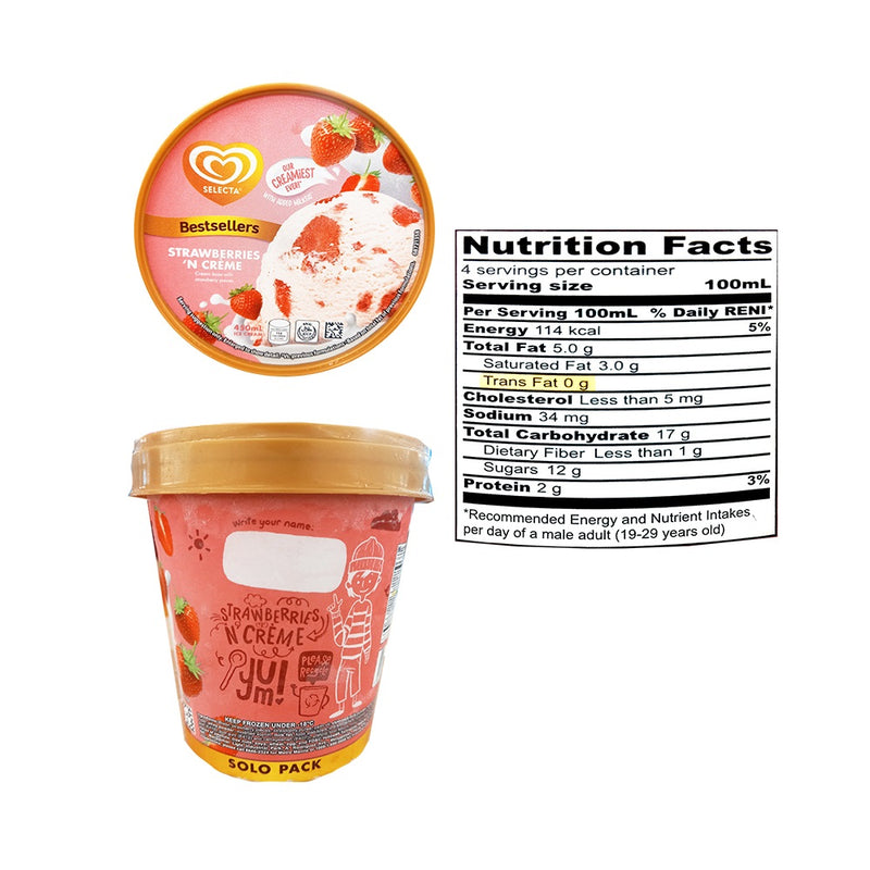 Selecta Supreme Ice Cream Strawberries And Cream 450ml