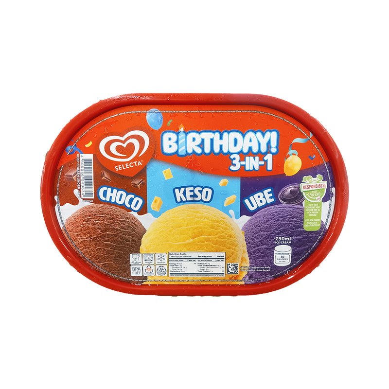 Selecta 3 in 1 Ice Cream Choco Keso Ube 750ml