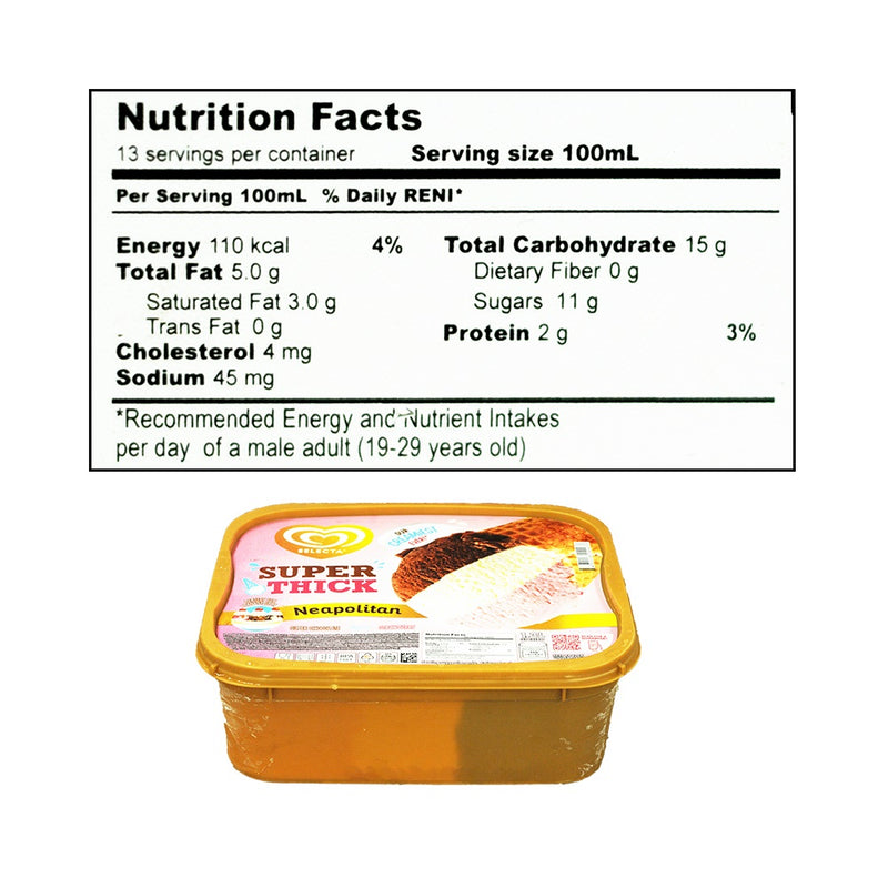 Selecta Super Thick Neapolitan Ice Cream 1.3L