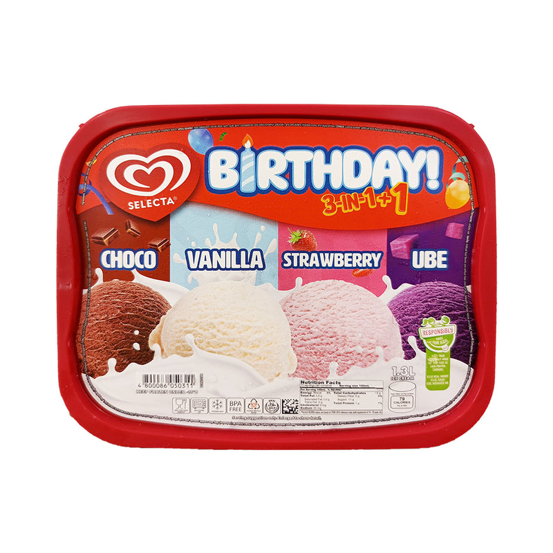 Selecta IH Birthday 3 in 1 + 1 Choco Vanilla Strawberry Ube 1.3L