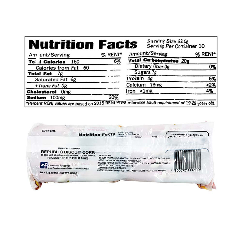 Rebisco Cracker Sandwich Peanut Butter 10's