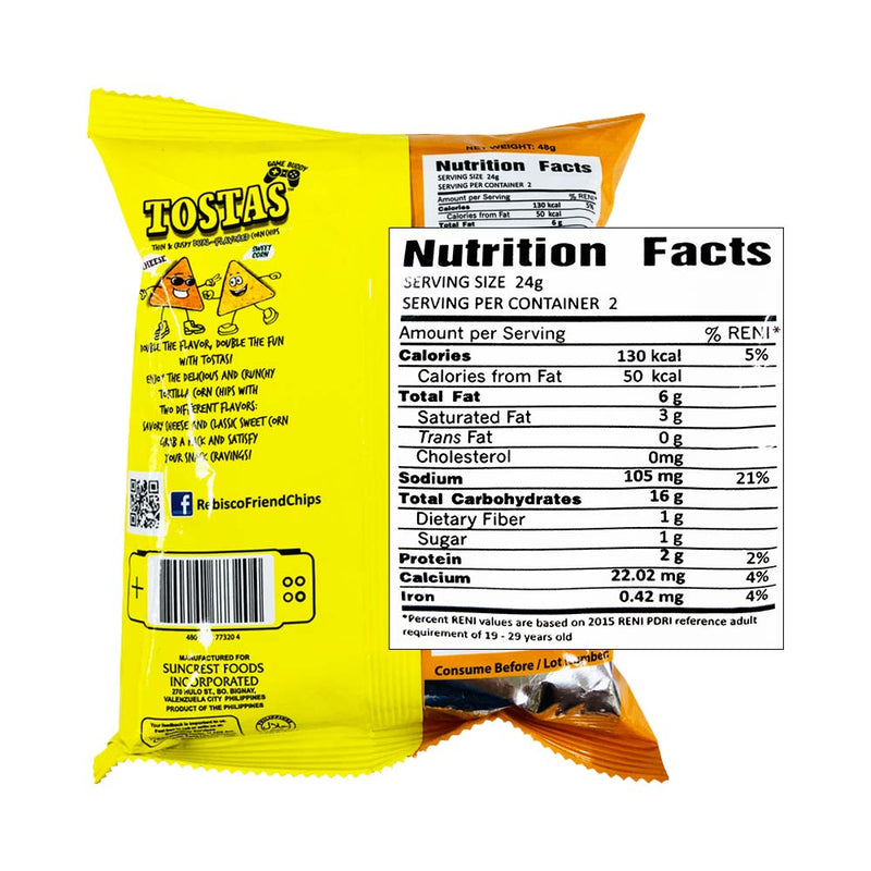 Tostas Corn Chips Cheese And Sweet Corn 48g