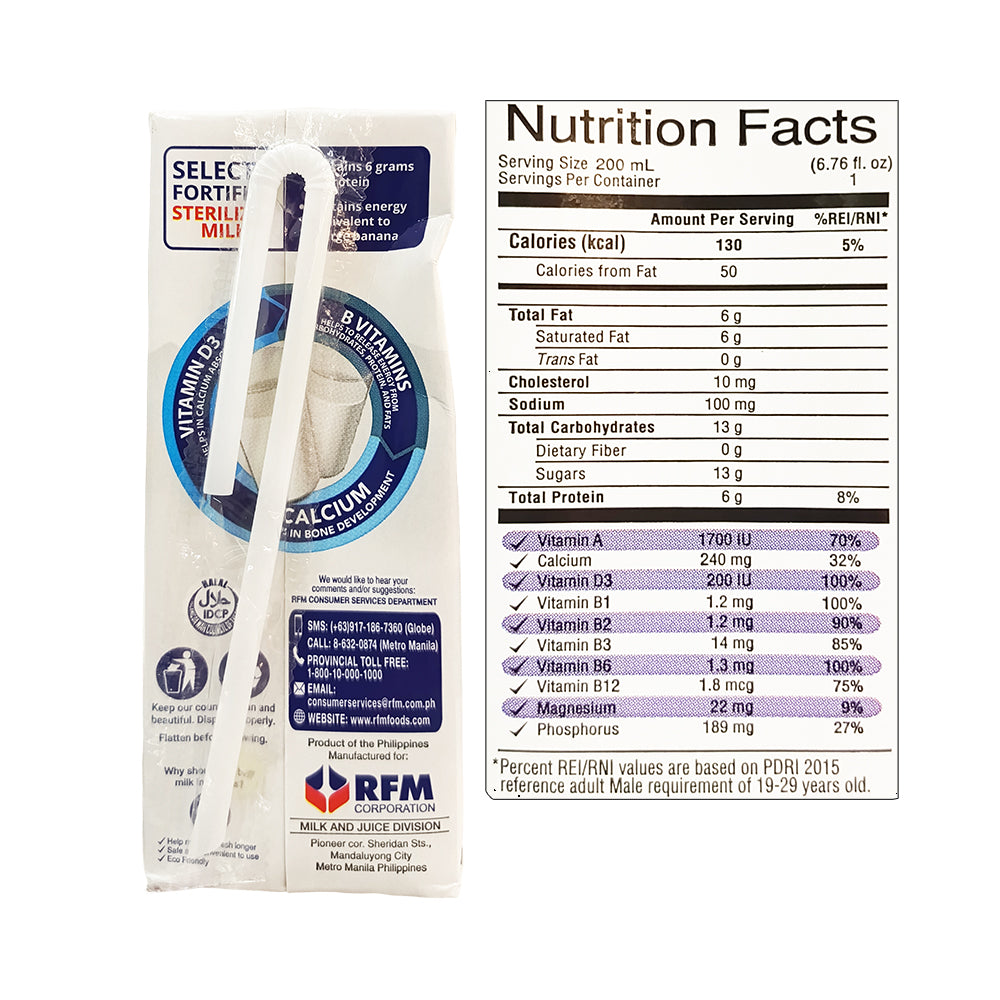 Selecta Label Selecta Fortified Sterilized Milk 245ml