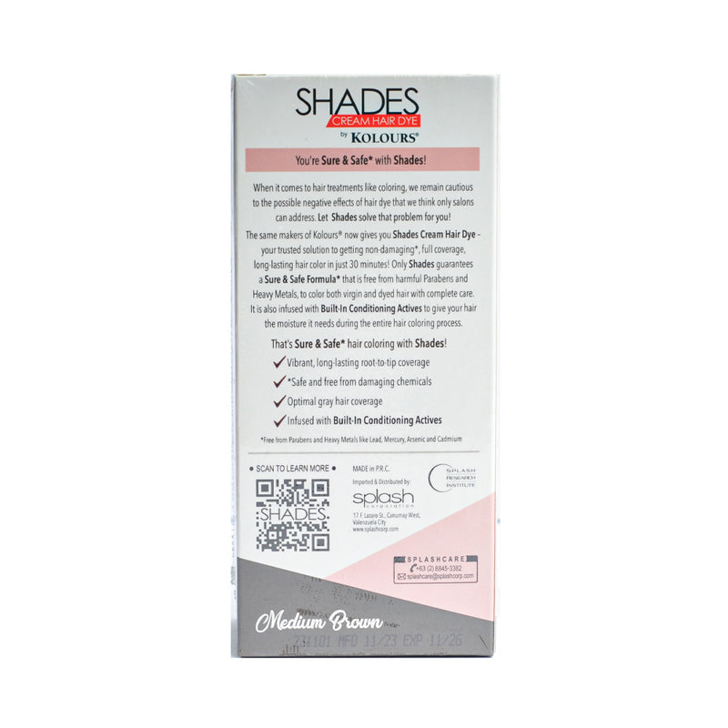 Shades Cream Hair Dye Medium Brown 100ml