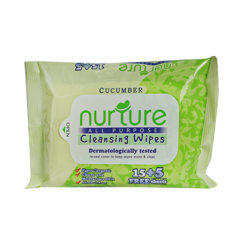 Nurture All Purpose Cleansing Wipes Cucumber 15's + 5 Sheets Free