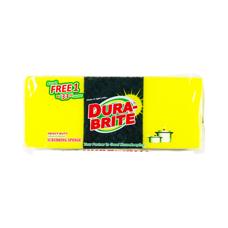 Dura-Brite Multi-Purpose Scrubbing Sponge 80mm x 100mm Value Pack 2's + 1