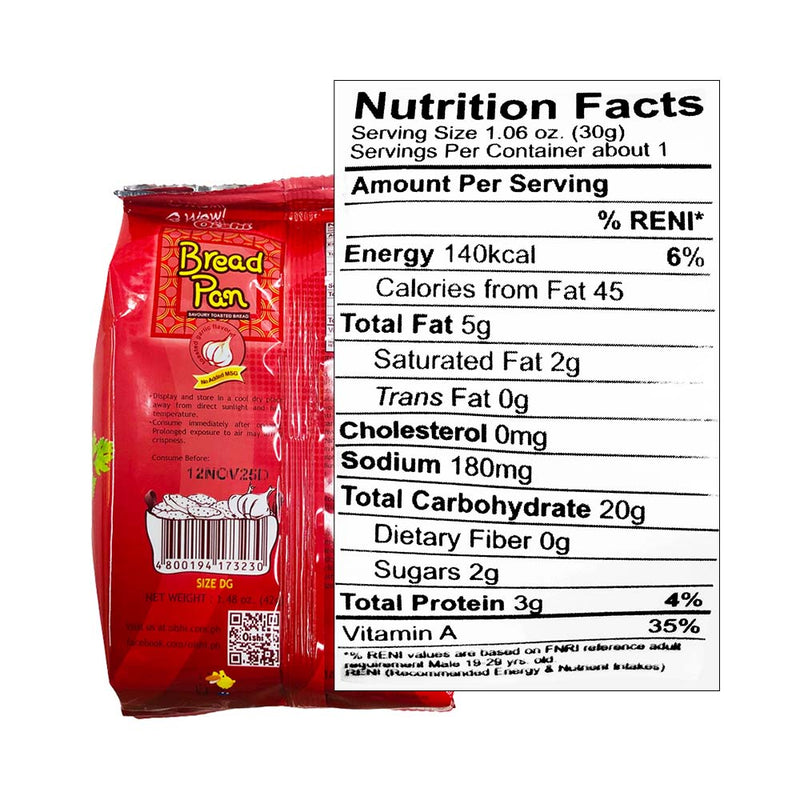 Oishi Bread Pan Toasted Garlic 42g