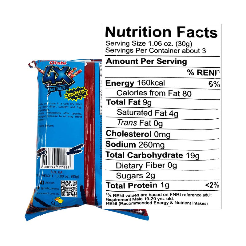 Oishi 4X Corn Snack Barbecue Flavor