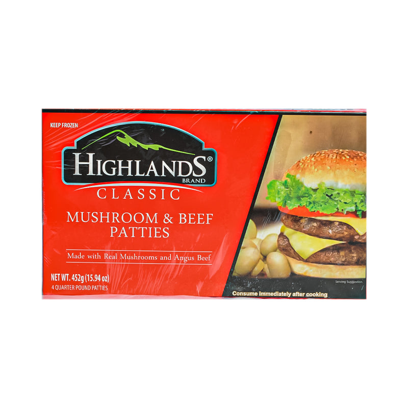 Highlands Classic Mushroom And Beef Patties 452g highlands-classic-mushroom-and-beef-patties-452g