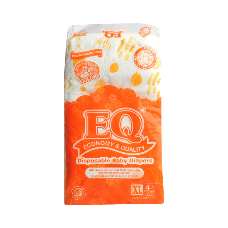 EQ Colors Baby Diaper With Powder Scent Mini Pack Extra Large 4's