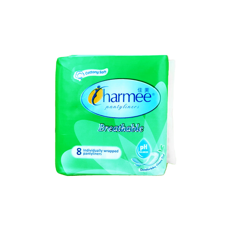 Charmee Breathable Pantyliners Deodorizing Green Tea 8's