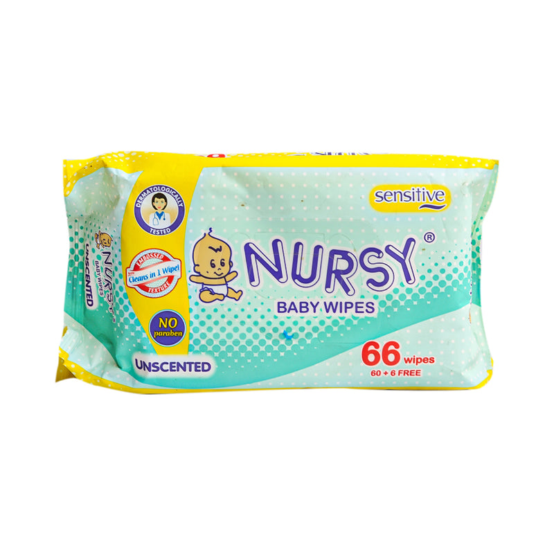 Nursy Baby Wipes Unscented 66's