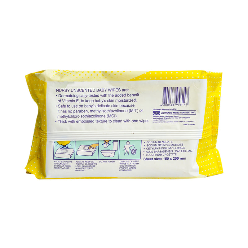 Nursy Baby Wipes Unscented 66's