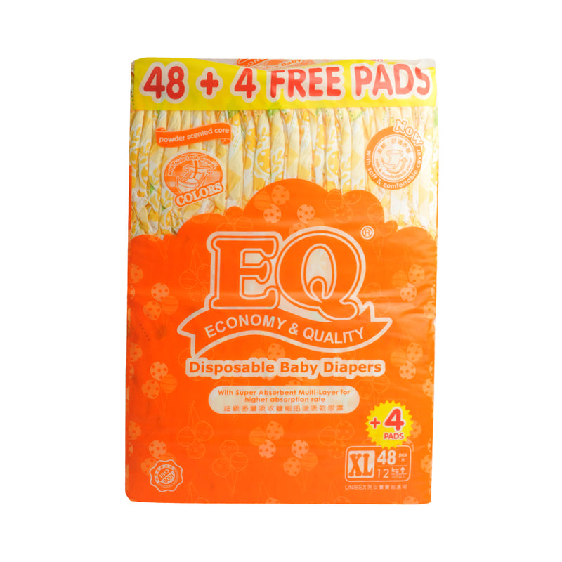 EQ Colors Baby Diaper Jumbo Pack XL 48's + 4 Free Pads