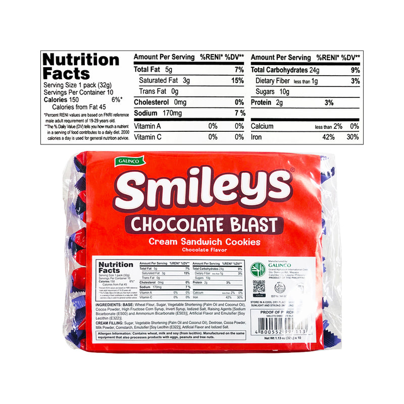 Smileys Chocolate Blast Cream Sandwich Cookies 32g x 10's