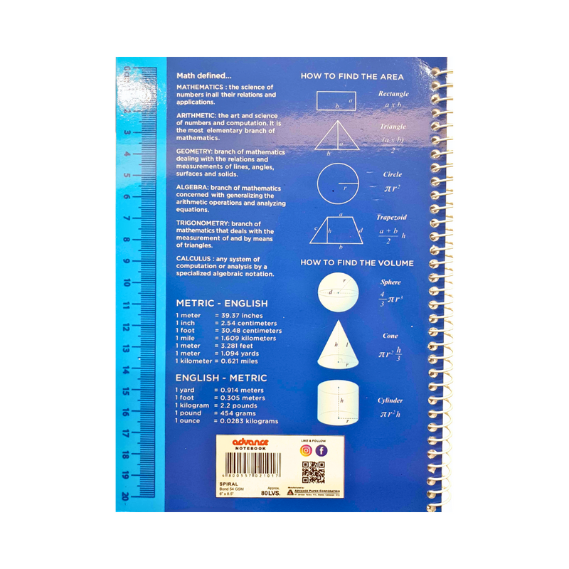 Advance Mathematics Notebook 80 Leaves