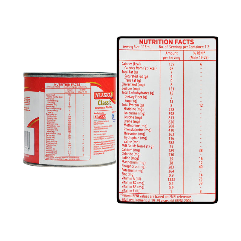 Alaska Evaporated Filled Milk 140ml