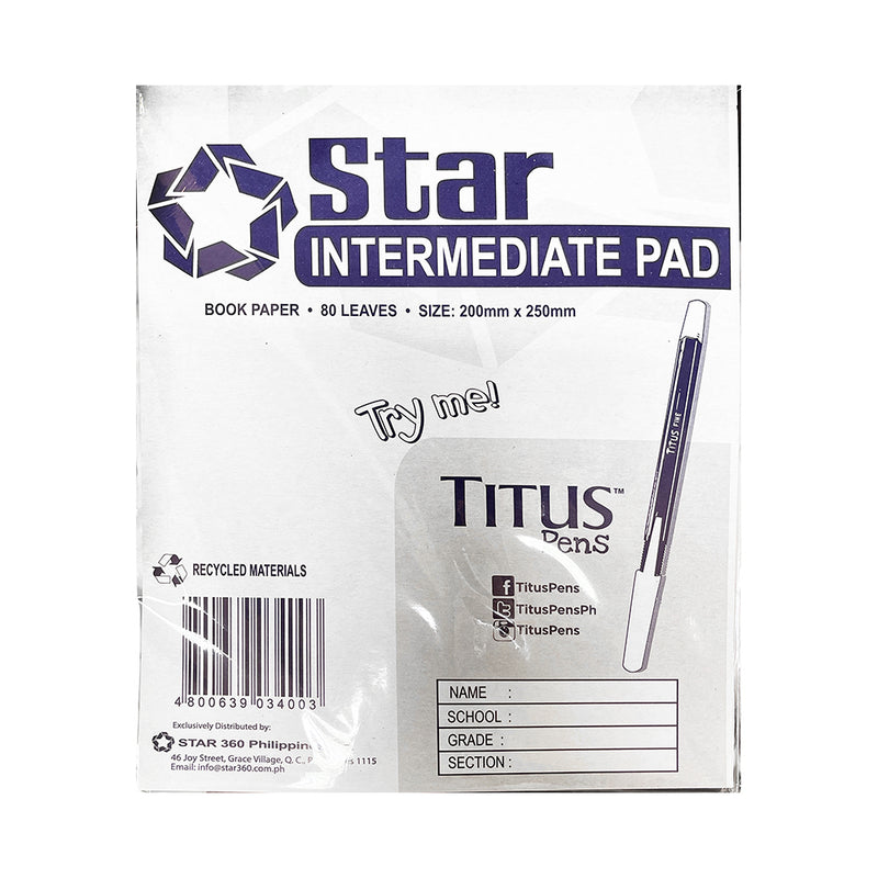 Star Intermediate Pad With Plastic 80 Leaves