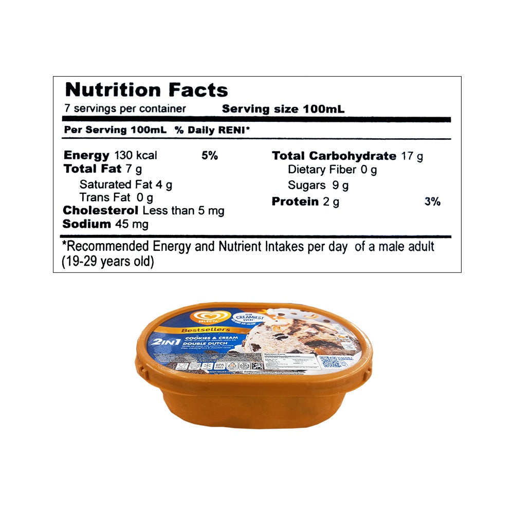 Selecta Ice Cream 2-In-1 Double Dutch + Cookies And Cream 750ml