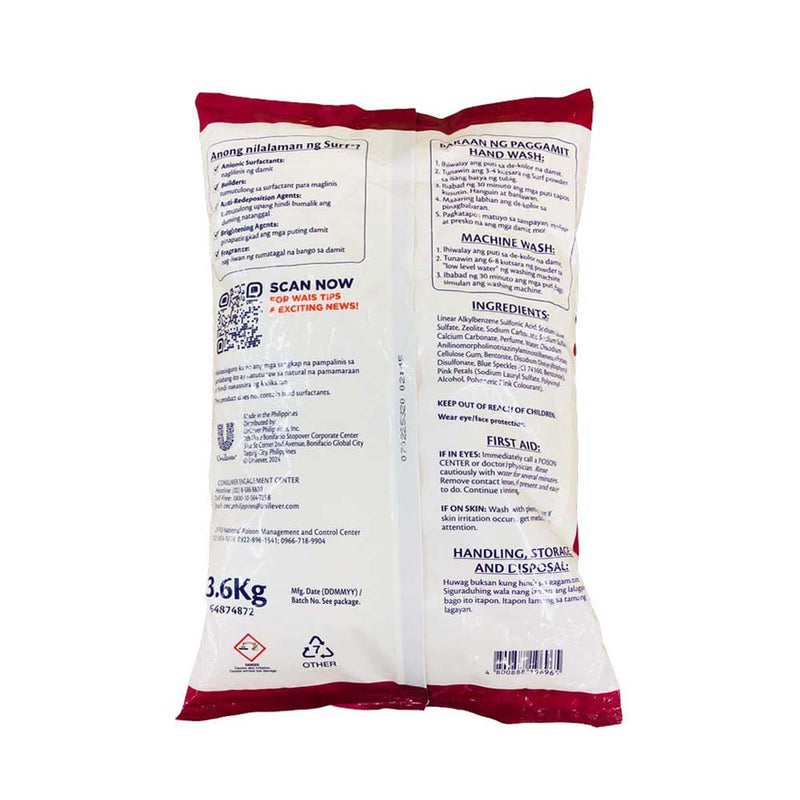 Surf Detergent Powder With Fabricon Blossom Fresh 3.6kg