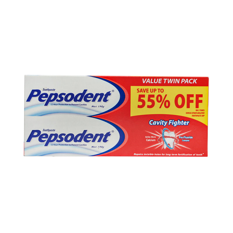 Pepsodent Toothpaste White Cavity Fighter Twinpack 190g