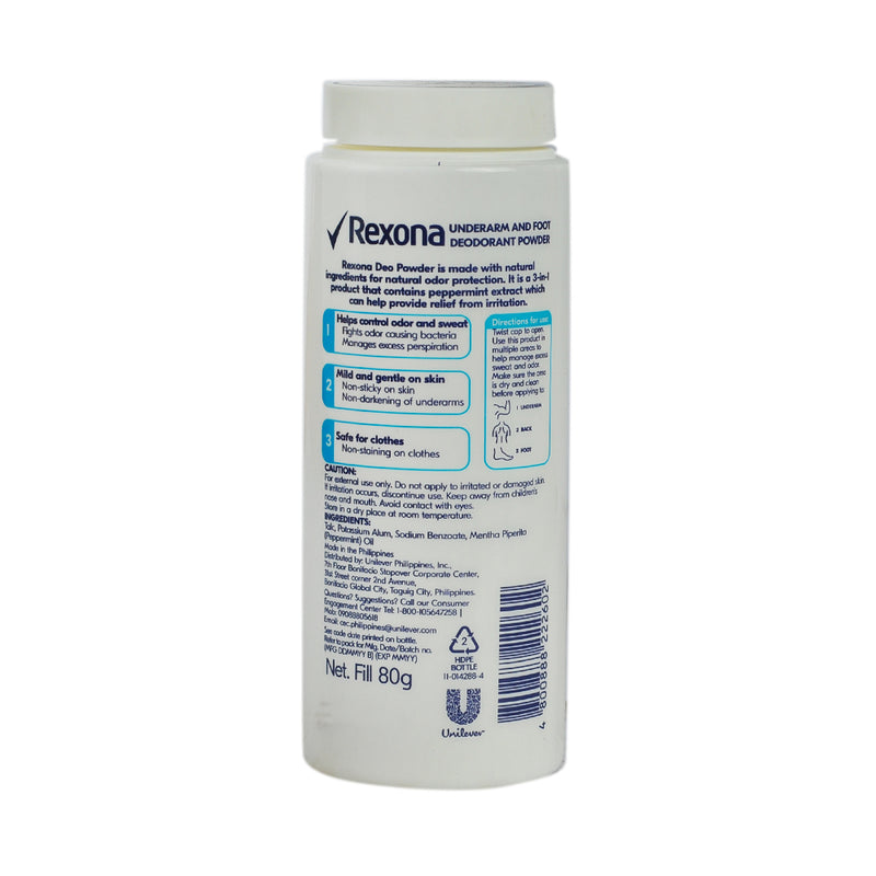 Rexona Underarm And Foot Deo Powder Peppermint Cool 80g