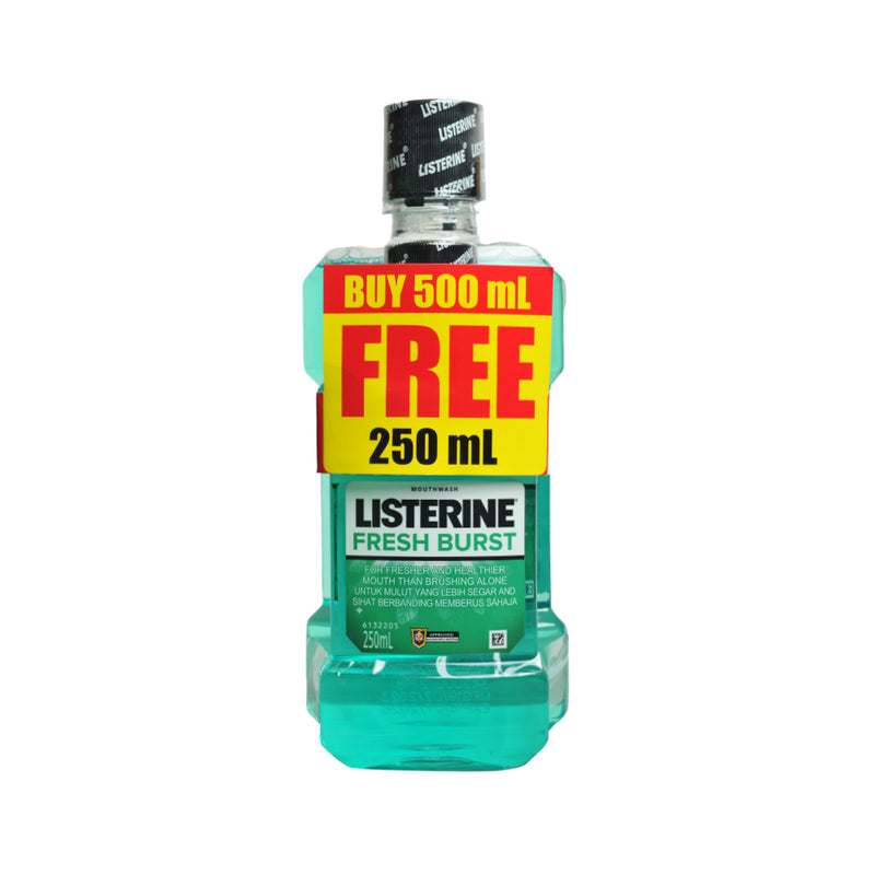 Listerine Mouthwash Fresh Burst 500ml Free 250ml